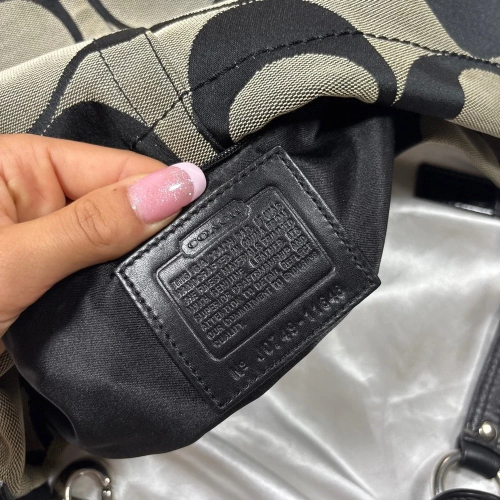 y2k Coach Hobo Bag Black Fair Optic Signature C Canvas Leather 11646